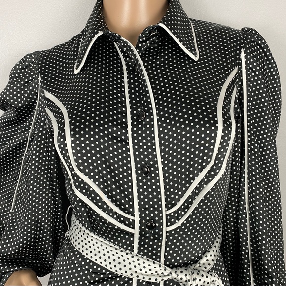 NEW C/MEO COLLECTIVE BLACK POLKA DOT MAXI DRESS - Picture 4 of 10